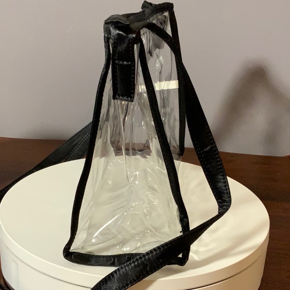 Clear stadium adjustable strap bag black trim Fleur De Lis emblem NWT - Picture 7 of 8